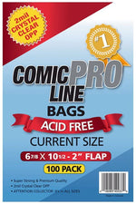 COMIC PRO LINE BAGS | CURRENT SIZE | 6 7/8 X 10 1/2 | 100 PACK